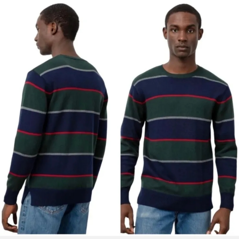 Rails Sweater Kent Rugby Crewneck Wool Blend Men Lg preppy hipster academia New